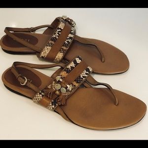 Authentic Gucci Brown Leather Thong Sandals